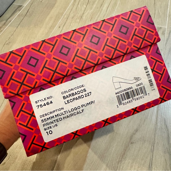 Tory Burch 55MM Multi Logo Leopard Print Heels - Picture 6 of 9